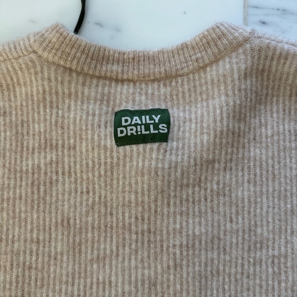 Daily Drills Beige Single Button Long Sleeve Cardigan Sweater - Picture 3 of 7